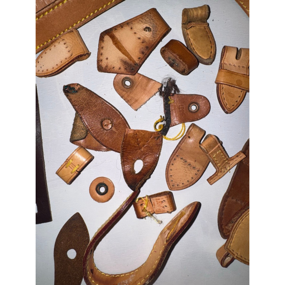 SKU-S005 | Vachetta Leather Scrap Lot Straps Tabs Repair Pieces Mixed Bundle - Picture 7 of 7